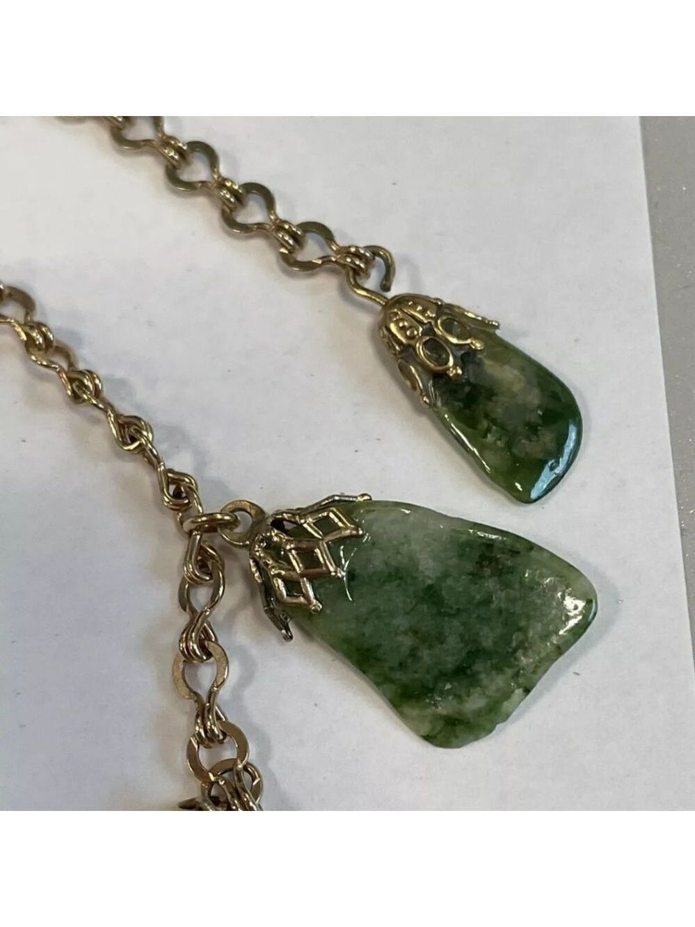 Genuine Green Agate Vintage Necklace With Lovely Stones - Picture 5 of 8